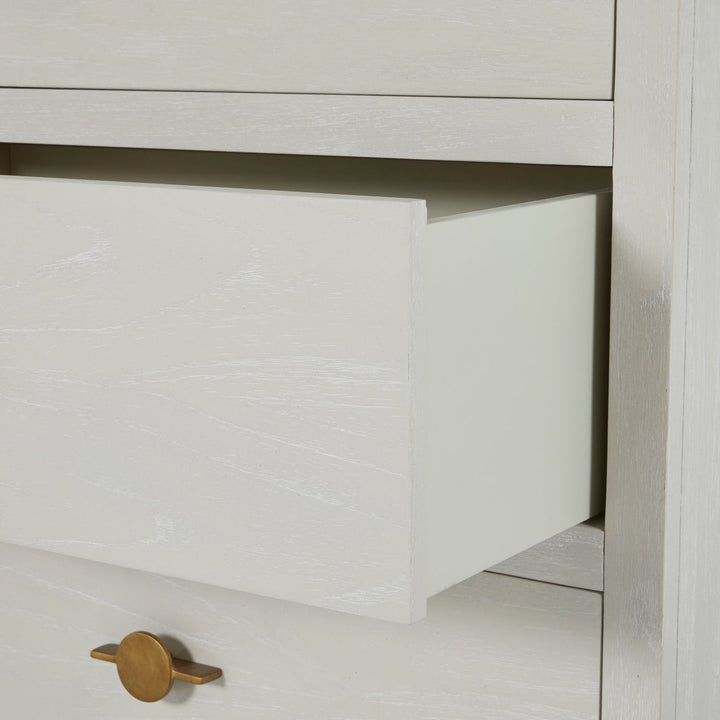Fairmont Mindi Wood Dresser - 6 Drawers, Cerused White