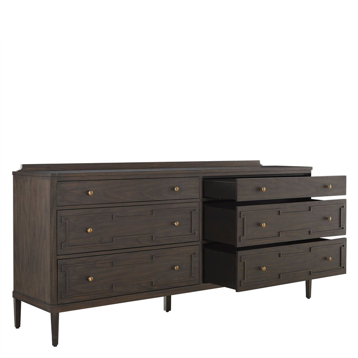 Glenwood Mindi Wood Dresser - 6 Drawers, Cerused Brown