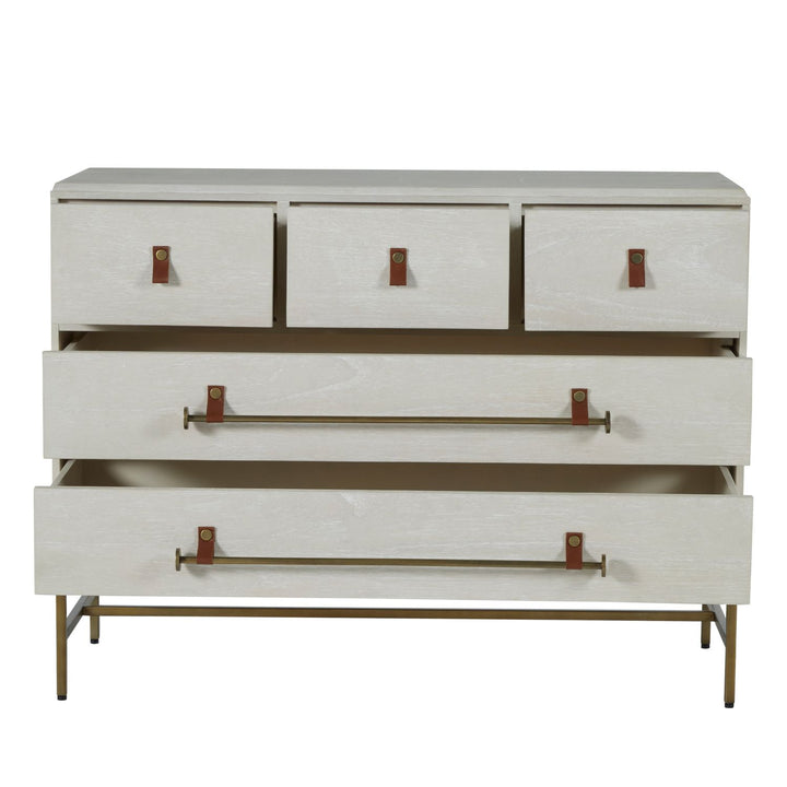 Maya Mindi Dresser - 5 Drawers, Cerused White