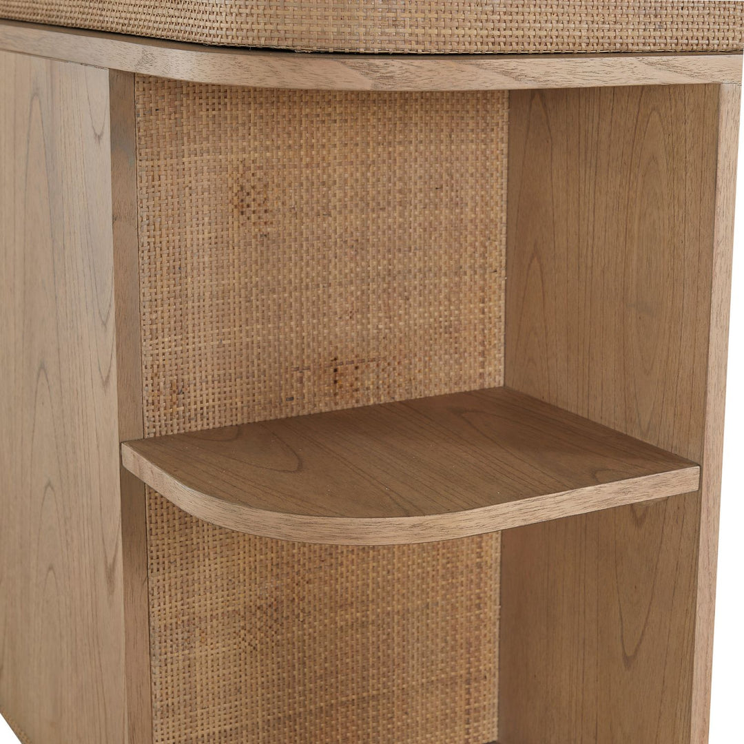 Elsa Mindi Wood Desk - 6 Soft-Close Drawers, Blonde Natural