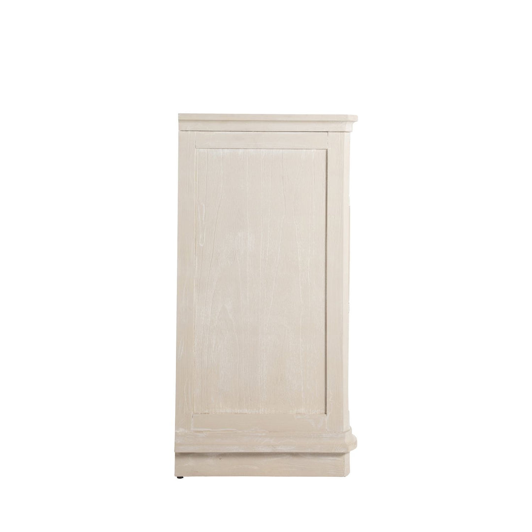 Meredith Mindi Wood Wavy Dresser - 6 Drawers, Textured Cerused White