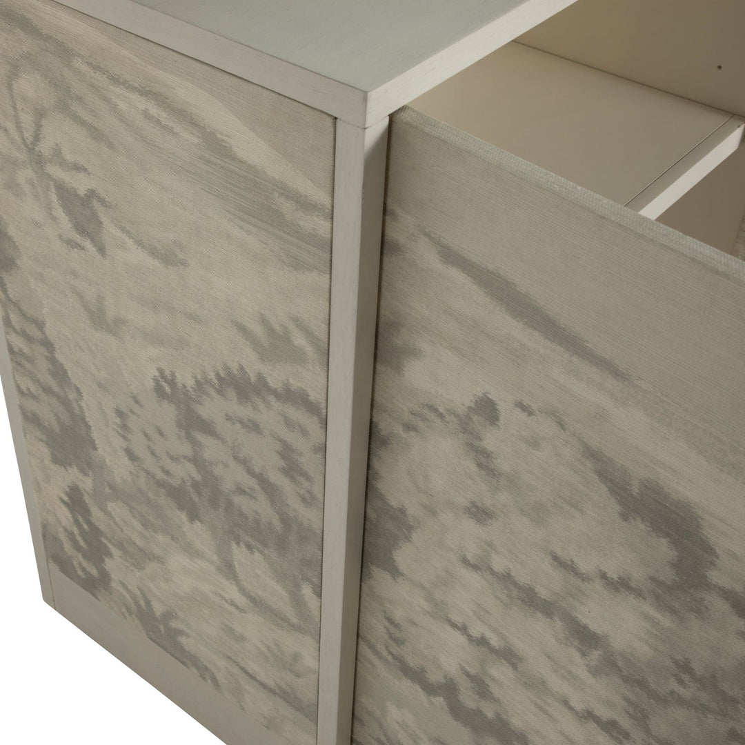 Daliyah Wood Custom Printed Fabric Sideboard - 2 Shelves Doors, Sesame White