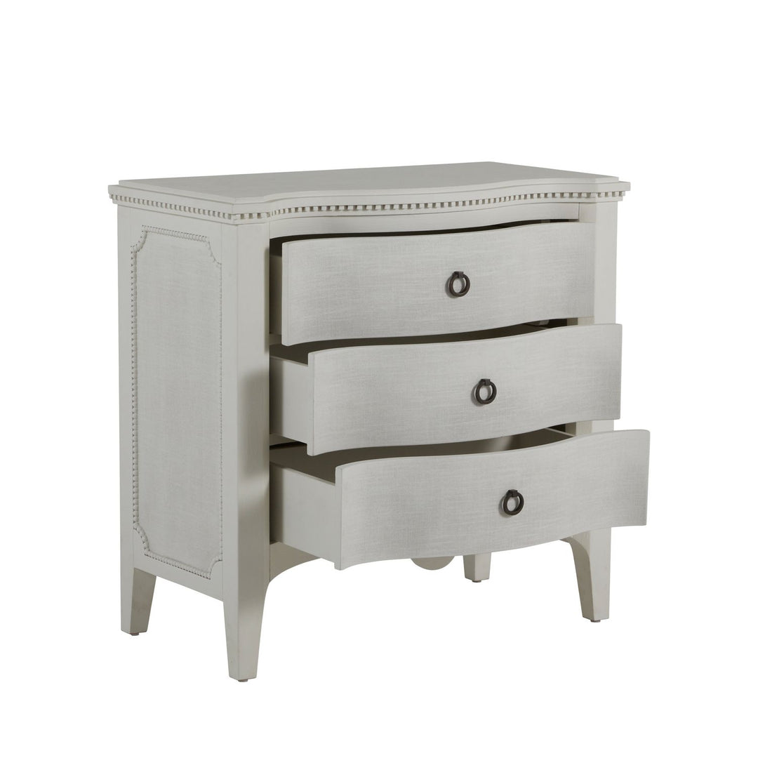 Sarah Mahogany Wood Serpentine Chest - 3 Drawers, Antique White