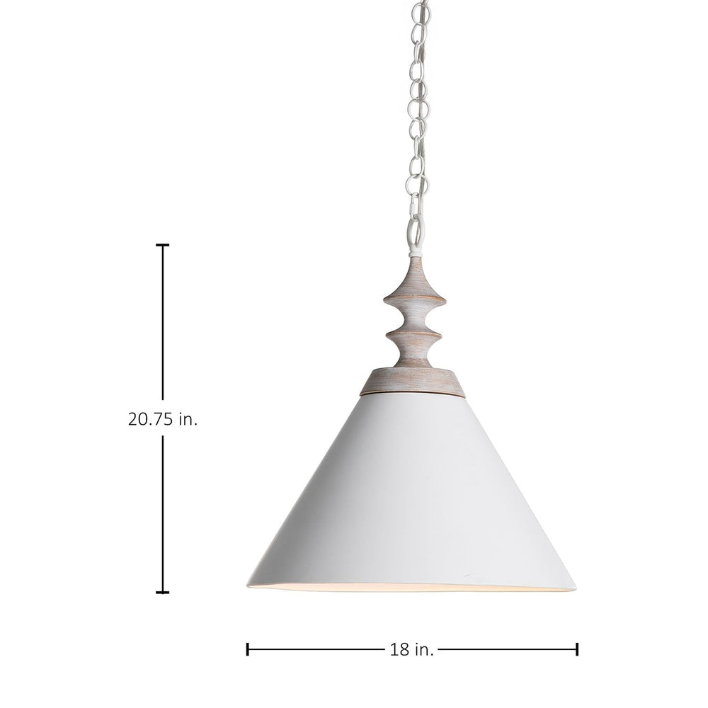 Tovah Wood Natural Whitewashed Matte White Pendant - 18 In. D X 20.75 In. H