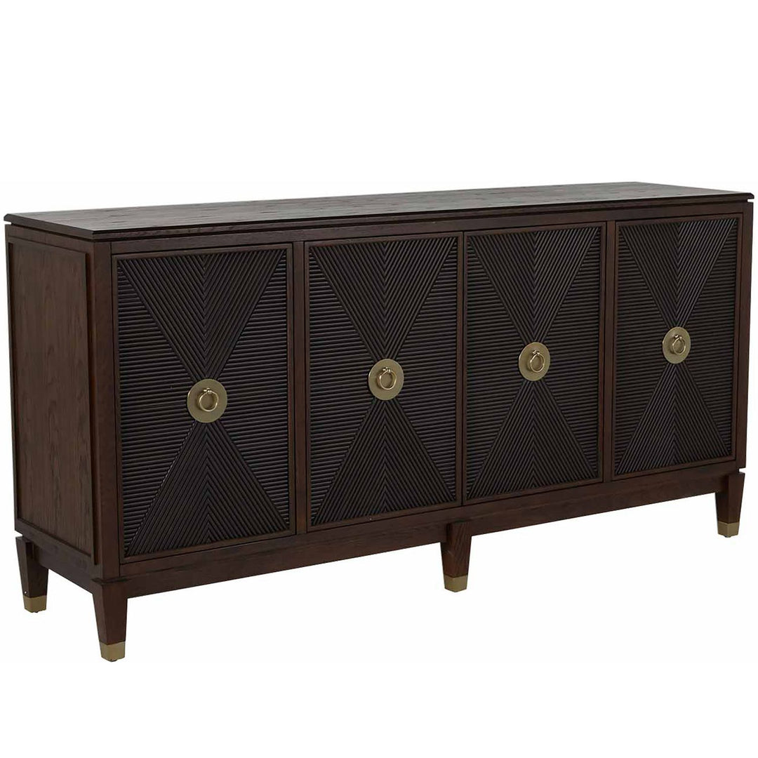 Saffron Oak Transitional Cabinet - 8 Shelves, Tuscan Brown