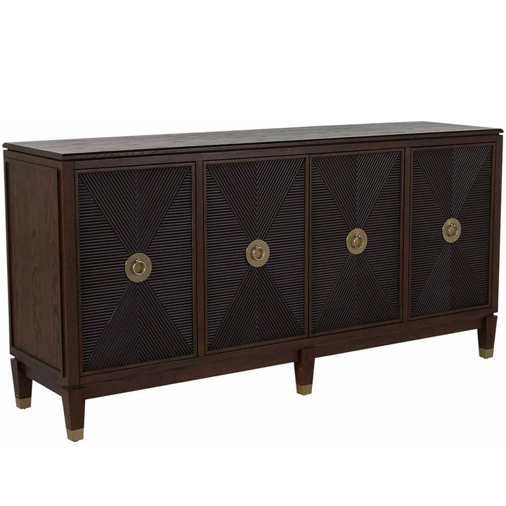Saffron Oak Transitional Cabinet - 8 Shelves, Tuscan Brown