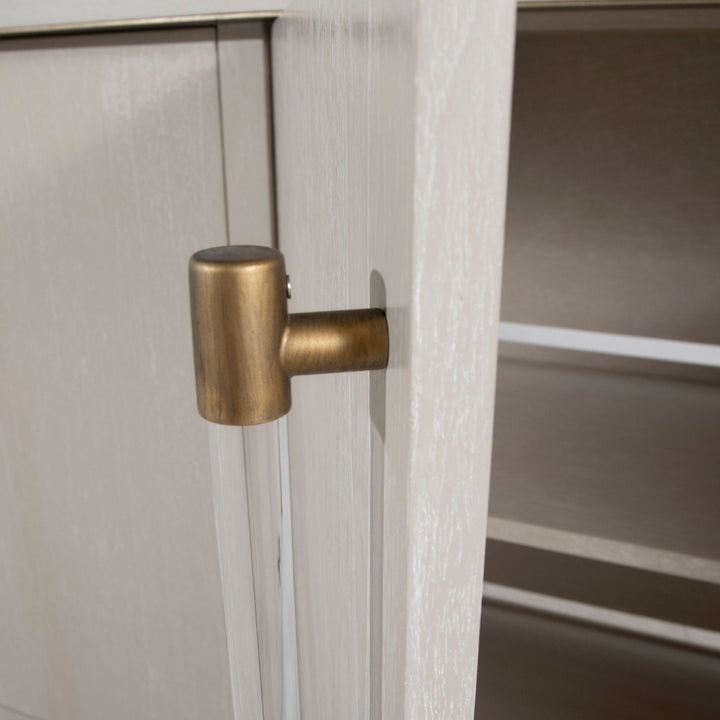 Winford Oak Waterfall Cabinet - 2 Shelves, Cerused White