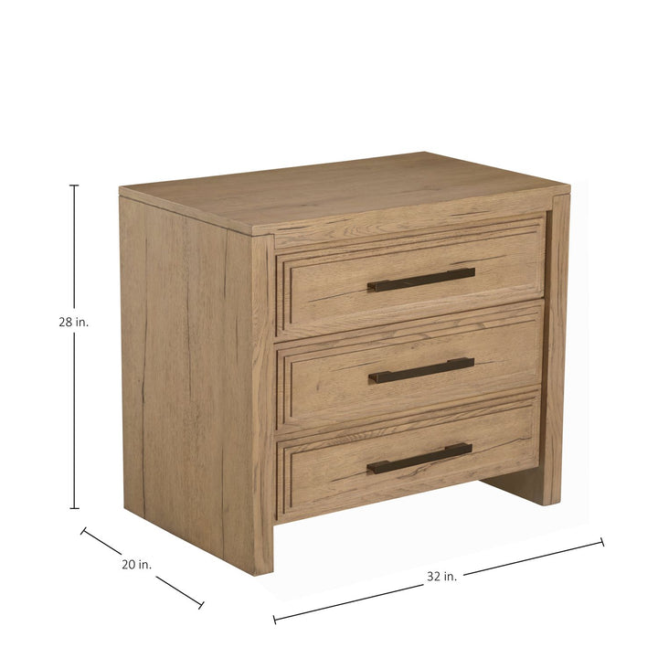 Wren Oak Wood Chest - 3 Drawers, Dawn