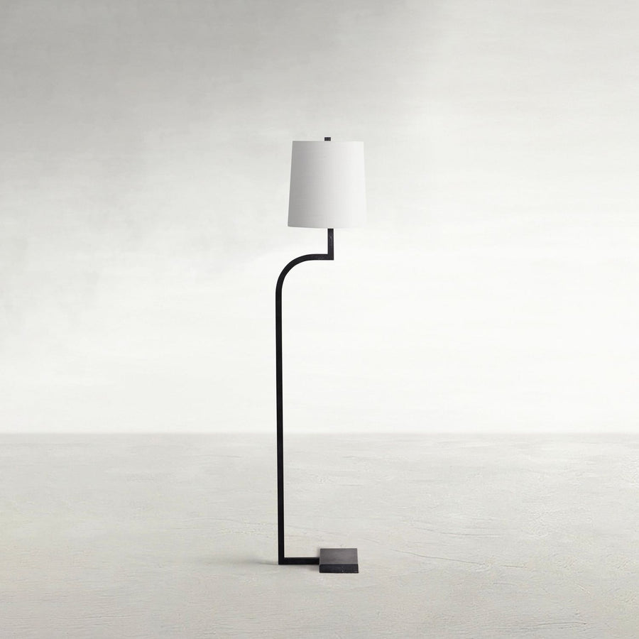 Howard Iron Rusty Black Sleek Curved Floor Lamp - 52.5 In. H