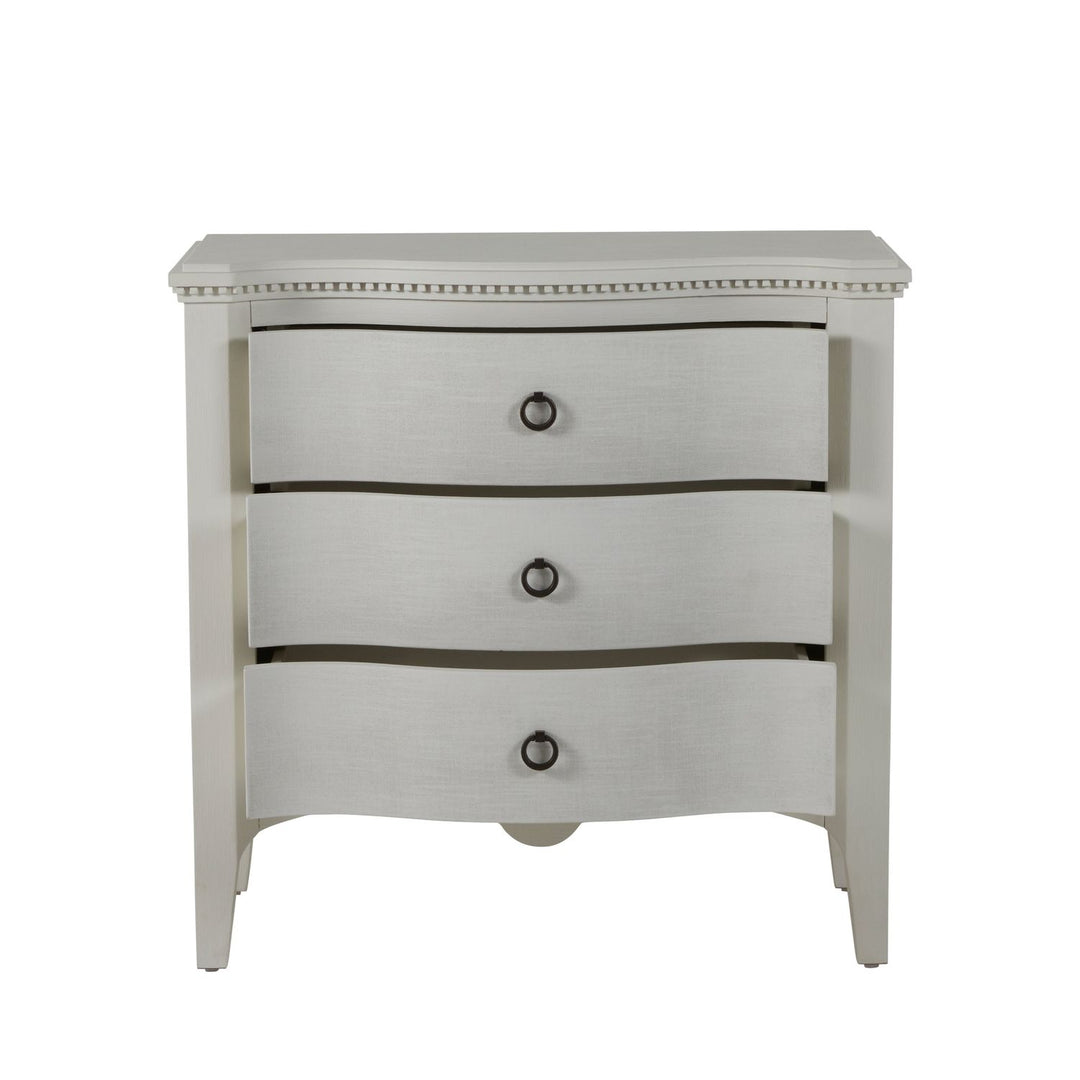 Sarah Mahogany Wood Serpentine Chest - 3 Drawers, Antique White