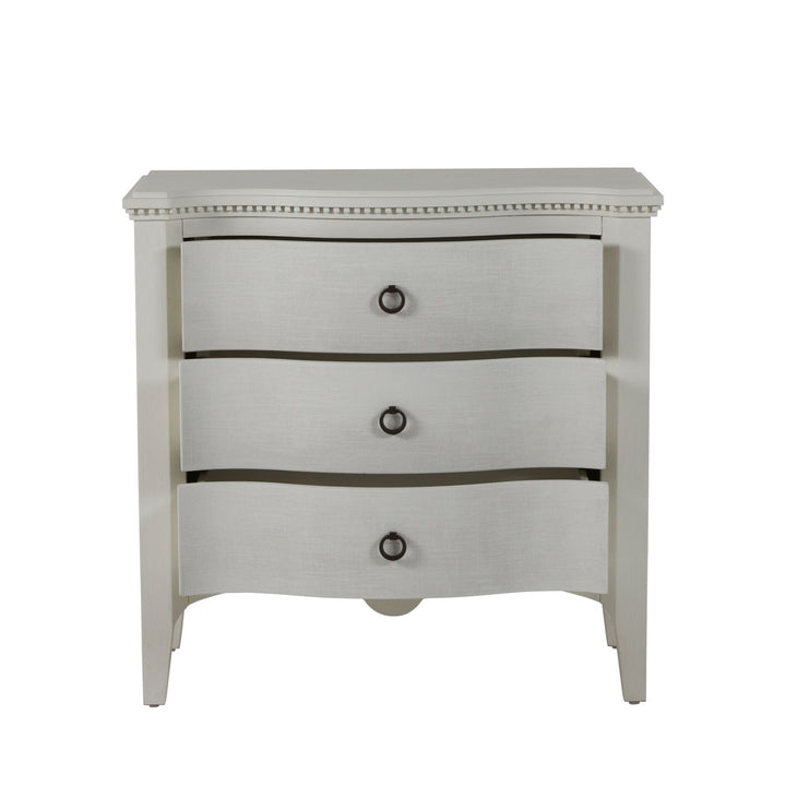 Sarah Mahogany Wood Serpentine Chest - 3 Drawers, Antique White