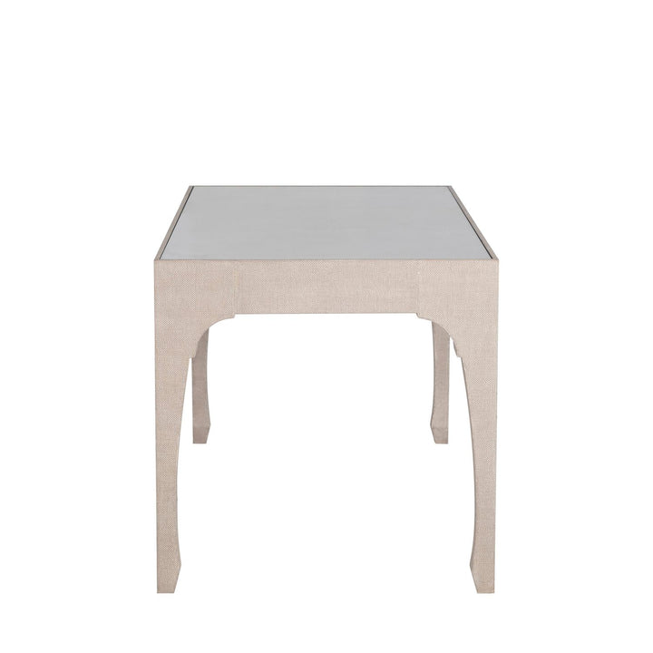 Vesey Mahogany Wood Desk - 1 Drawers, Whitewashed Raffia