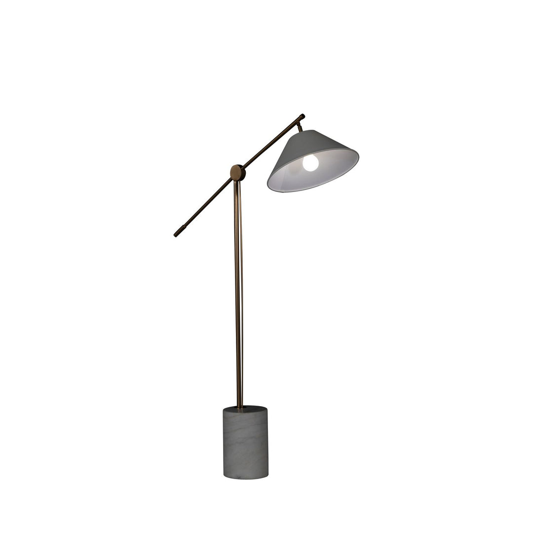 Estelle Brass Marble Base Bell Top Floor Lamp - 55.5 In. H