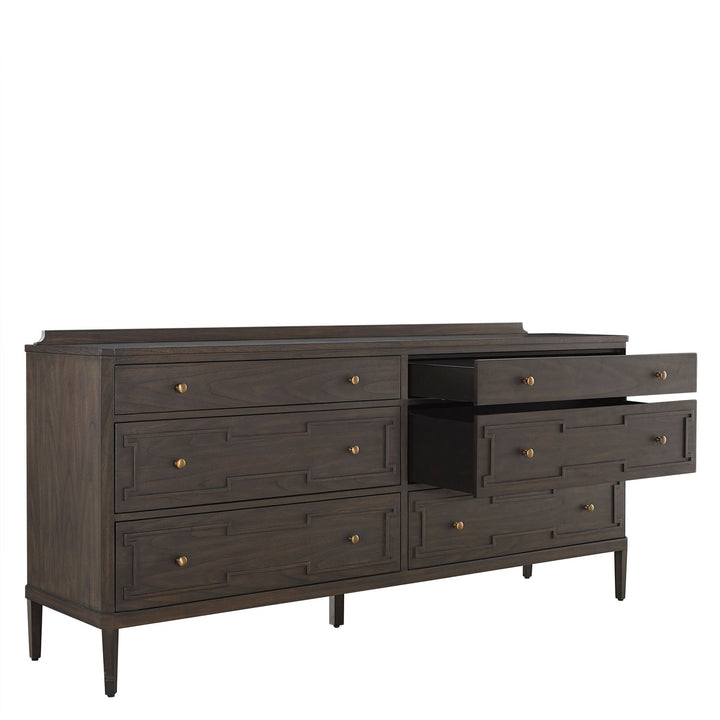 Glenwood Mindi Wood Dresser - 6 Drawers, Cerused Brown