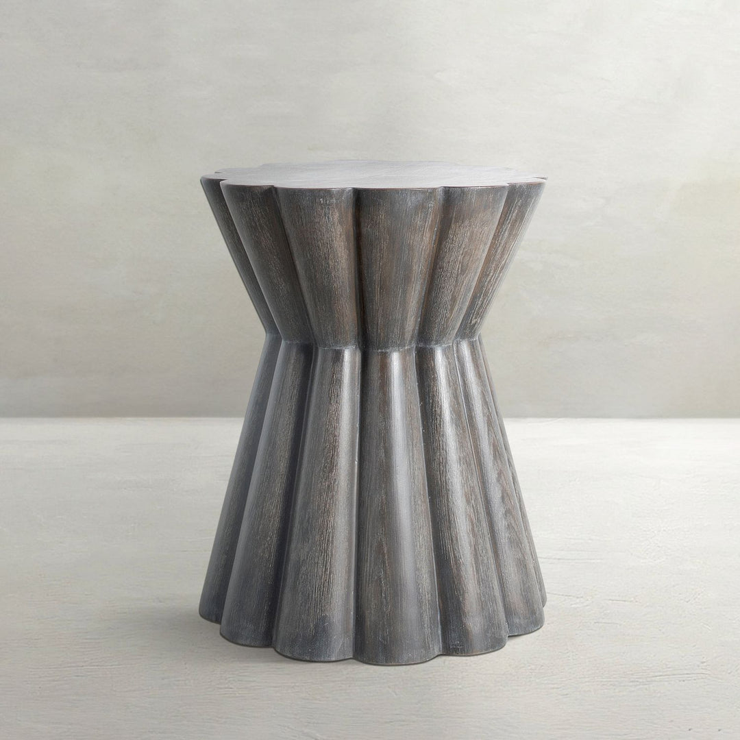 Annie Resin Unique Pedestal Side Table - Forest Black, 20 In. W X 24 In. H