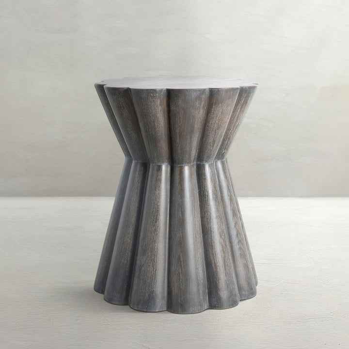 Annie Resin Unique Pedestal Side Table - Forest Black, 20 In. W X 24 In. H