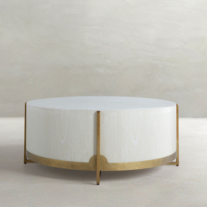 Clifton Mindi Veneer Round Coffee Table - White Cerused, 45.5 In. W X 18.5 In. H