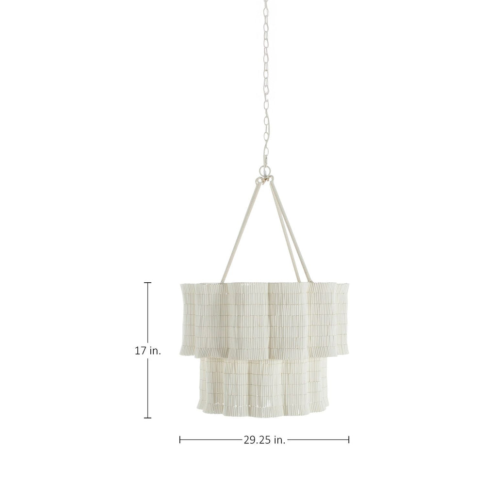Mimi Wood Winter White Natural Tier Chandelier - 29.25 In. D X 17 In. H