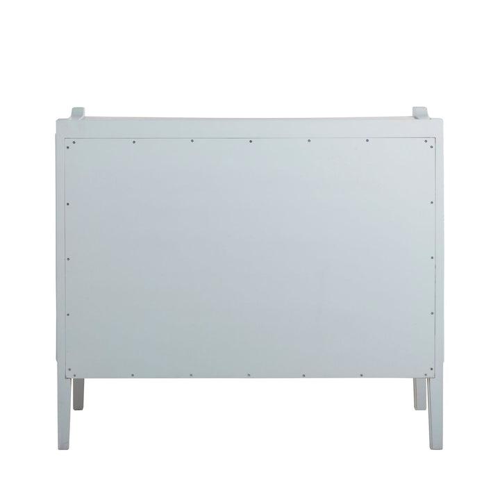 Jane Oak Wood Natural Seagrass Chest - 4 Drawers, Soft Sky Blue