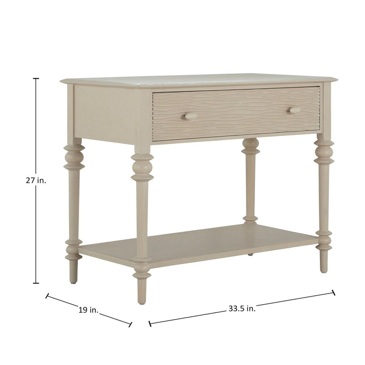 Anastasia Oak Wood Nightstand - 1 Drawer, Cerused White