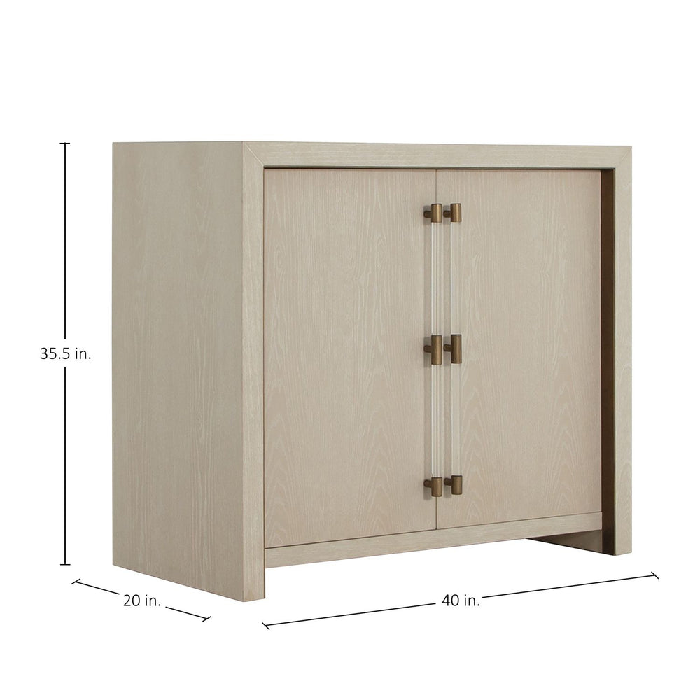 Winford Oak Wood Accent Cabinet - 2 Shelves, Cerused White