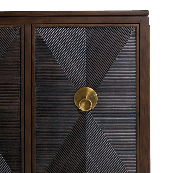 Saffron Oak Transitional Cabinet - 8 Shelves, Tuscan Brown