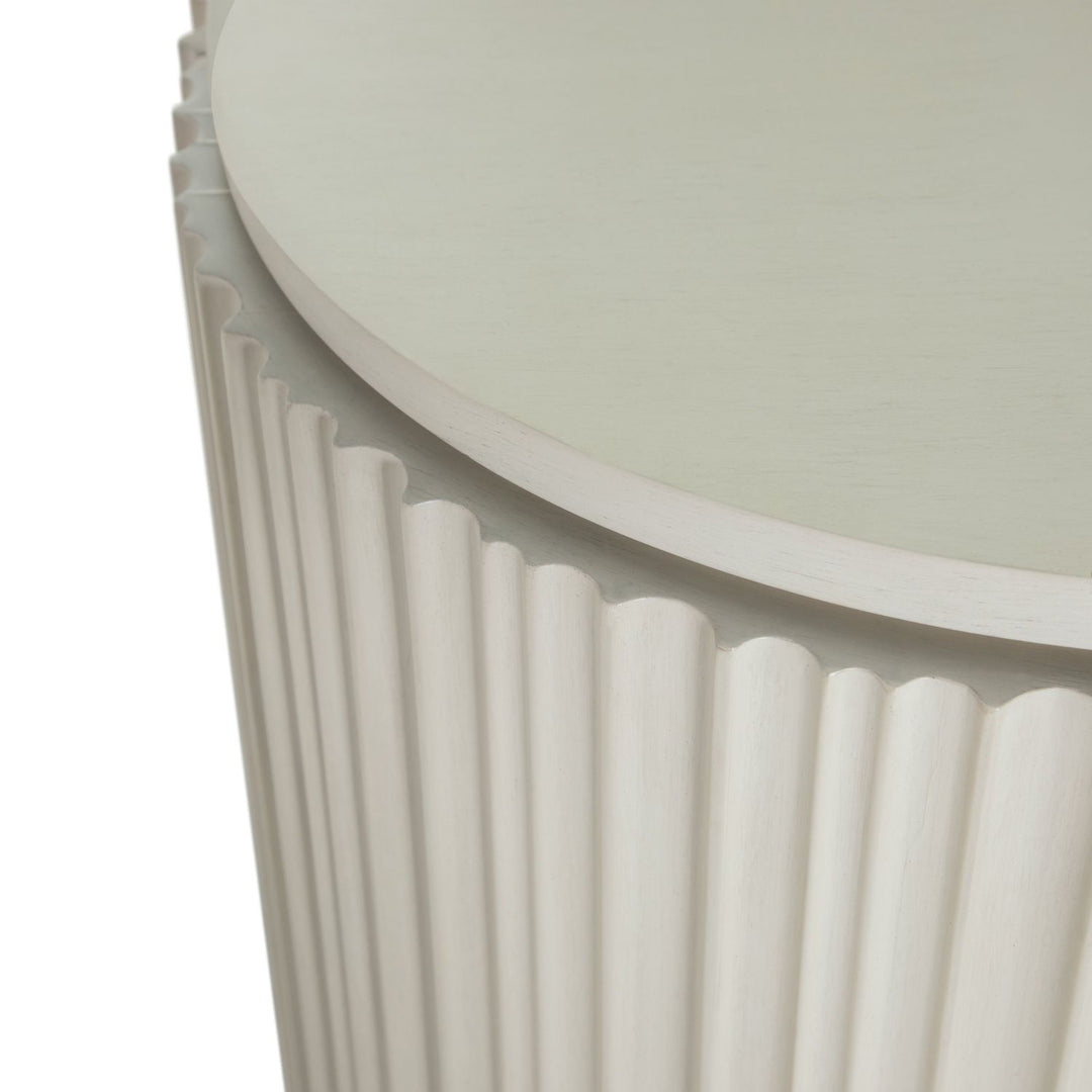 Isadora Wood Fluted Sideboard - 2 Shelves, Sesame White