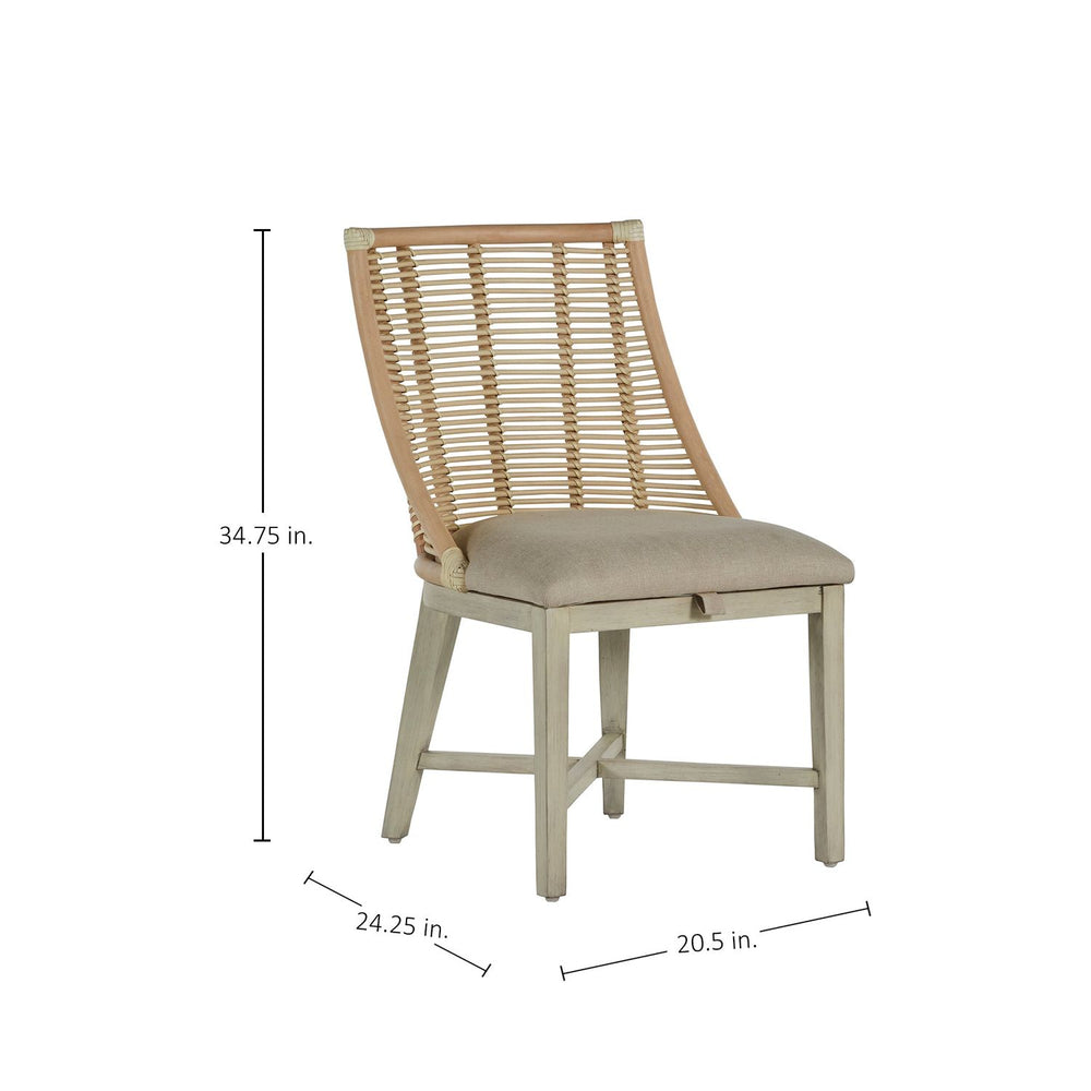 Hamlet Natural Rattan Leather Dining Chair - White Vienna Custard Sesame
