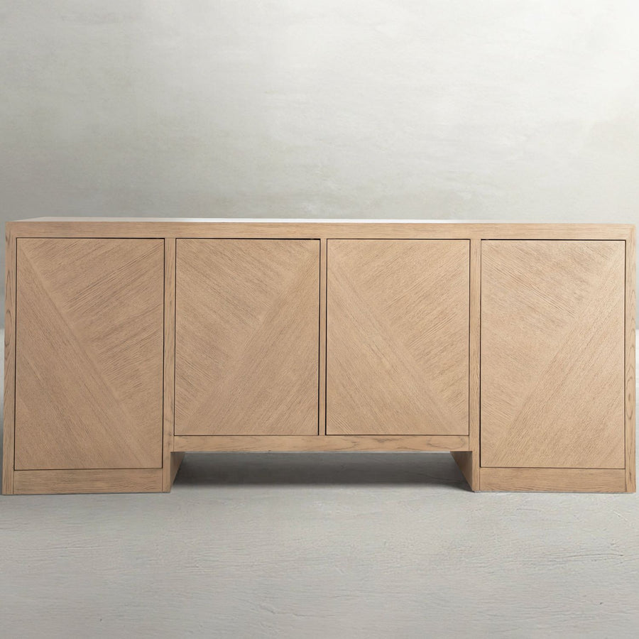Eglinton Oak Wood Sideboard - 8 Shelves, Cerused Natural