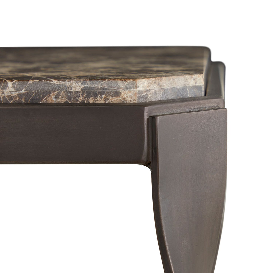 Armand Metal Travertine Side Table - 14 In. W X 22 In. H