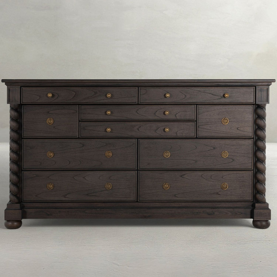 Burkhardt Mindi Wood Dresser - 10 Drawers, Cerused White