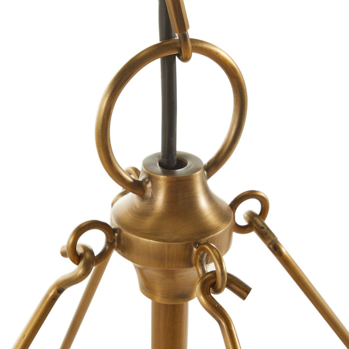 Mariana Leather Antique Brass Pendant Chandelier - 26.5 In. D X 20.25 In. H