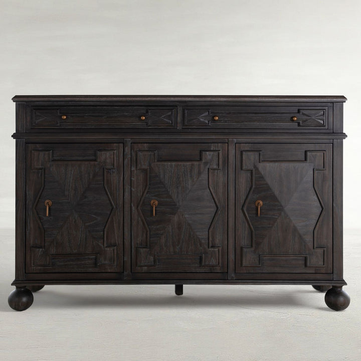 Ezekiel Mindi Wood Sideboard - 3 Shelves, Cerused Forest Black