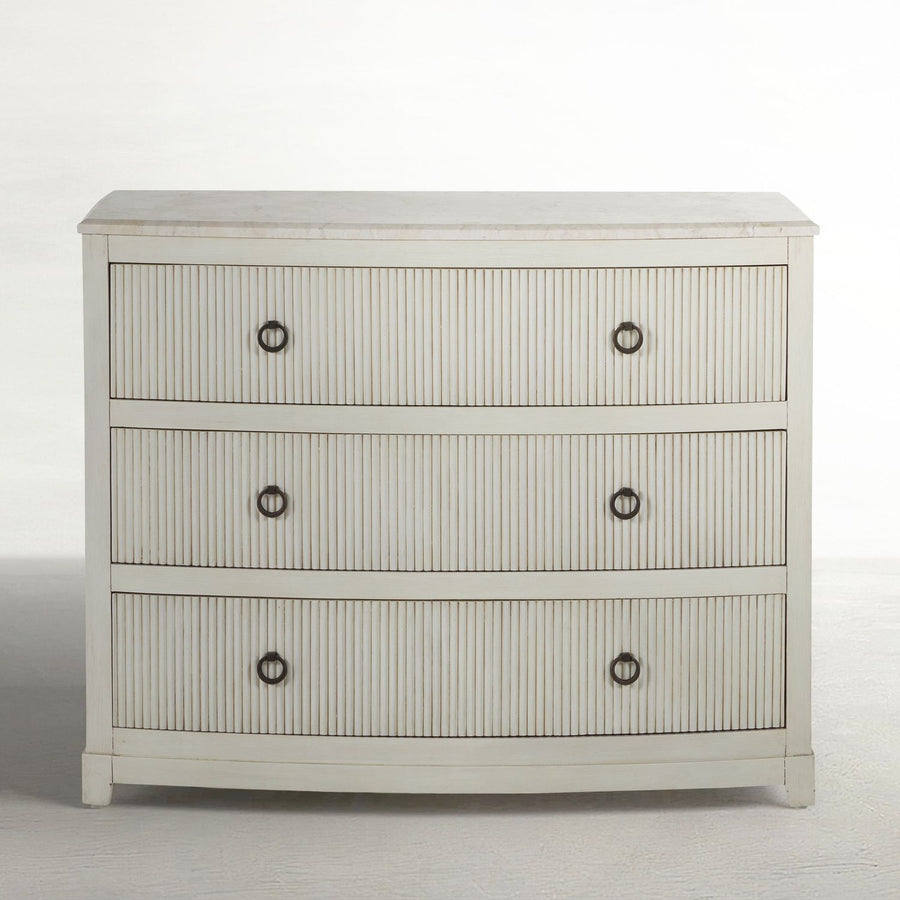 Rosalyn Wood Marble Top Chest - 3 Drawers, Antique Ivory