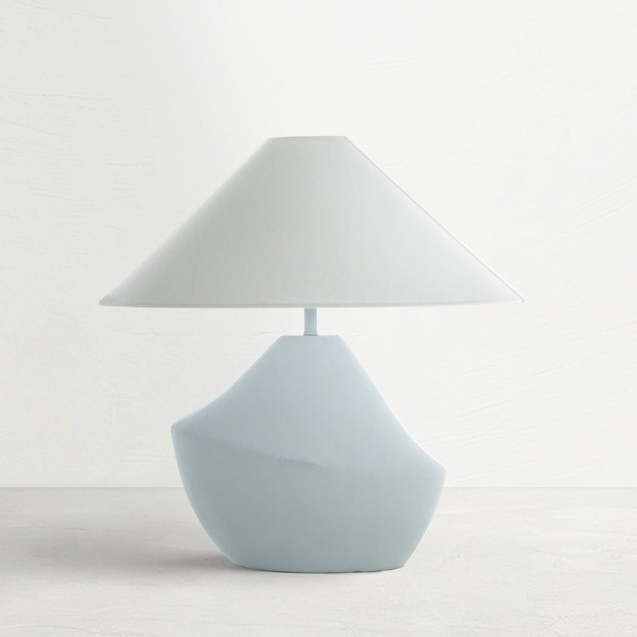 Ares Plaster Feather White Linen Table Lamp - 26.5 In. H