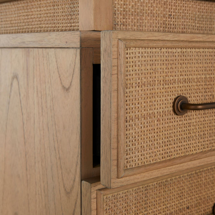 Elsa Mindi Wood Desk - 6 Soft-Close Drawers, Blonde Natural