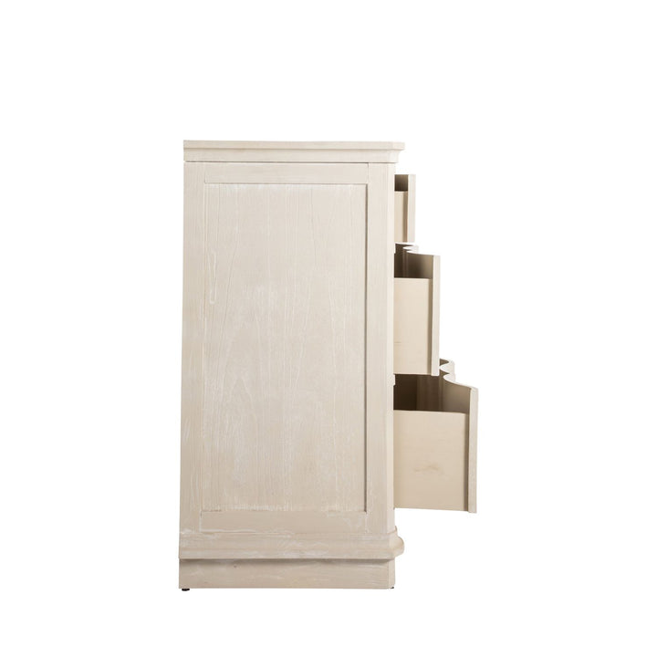 Meredith Mindi Wood Wavy Dresser - 6 Drawers, Textured Cerused White