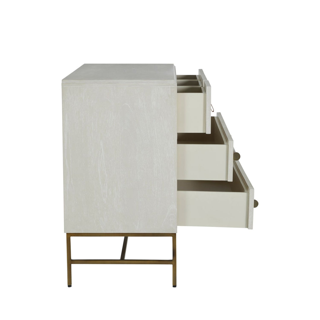 Maya Mindi Dresser - 5 Drawers, Cerused White