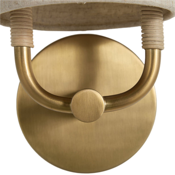 Shorelight Satin Brass Rattan Wall Sconce - 5.75 In. D X 12.5 In. H