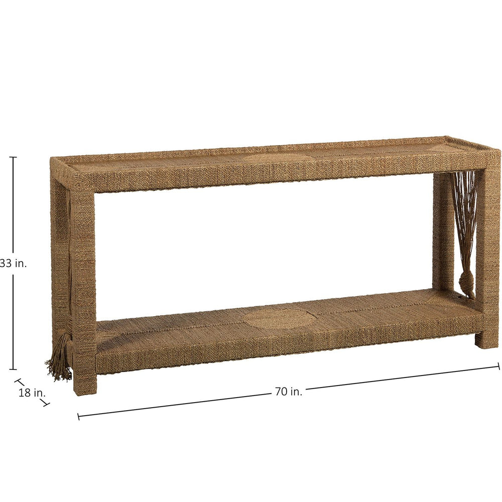 Hutch Mindi Wood Rectangle Glass Top Console Table - 70 In. W X 33 In. H