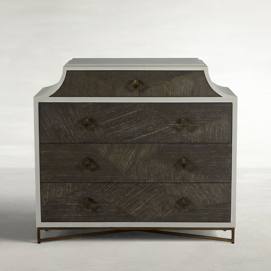 Kirsten Mindi Wood Chest - 4 Drawers, Cerused Coal Cerused White