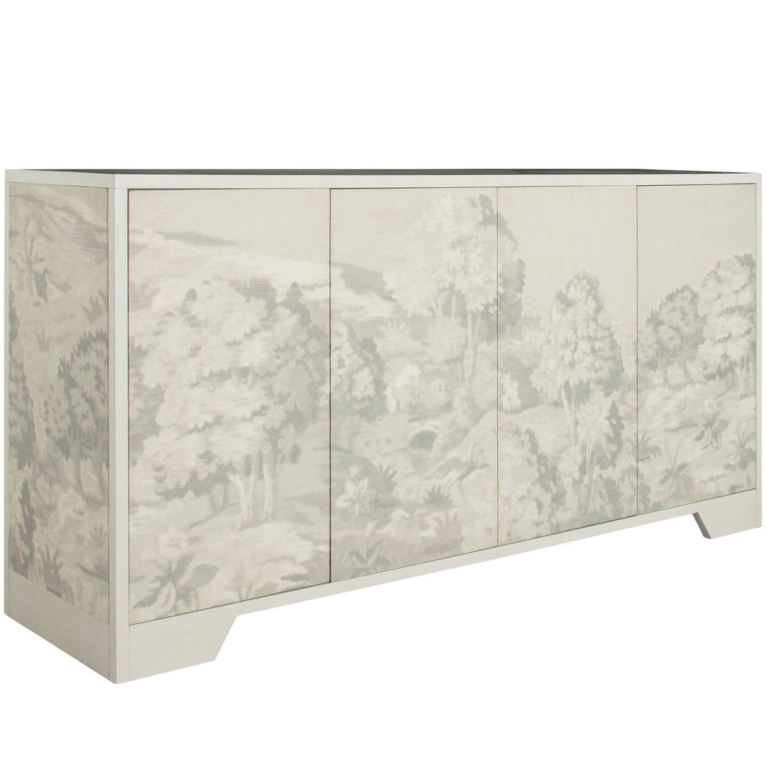 Daliyah Wood Custom Printed Fabric Sideboard - 2 Shelves Doors, Sesame White