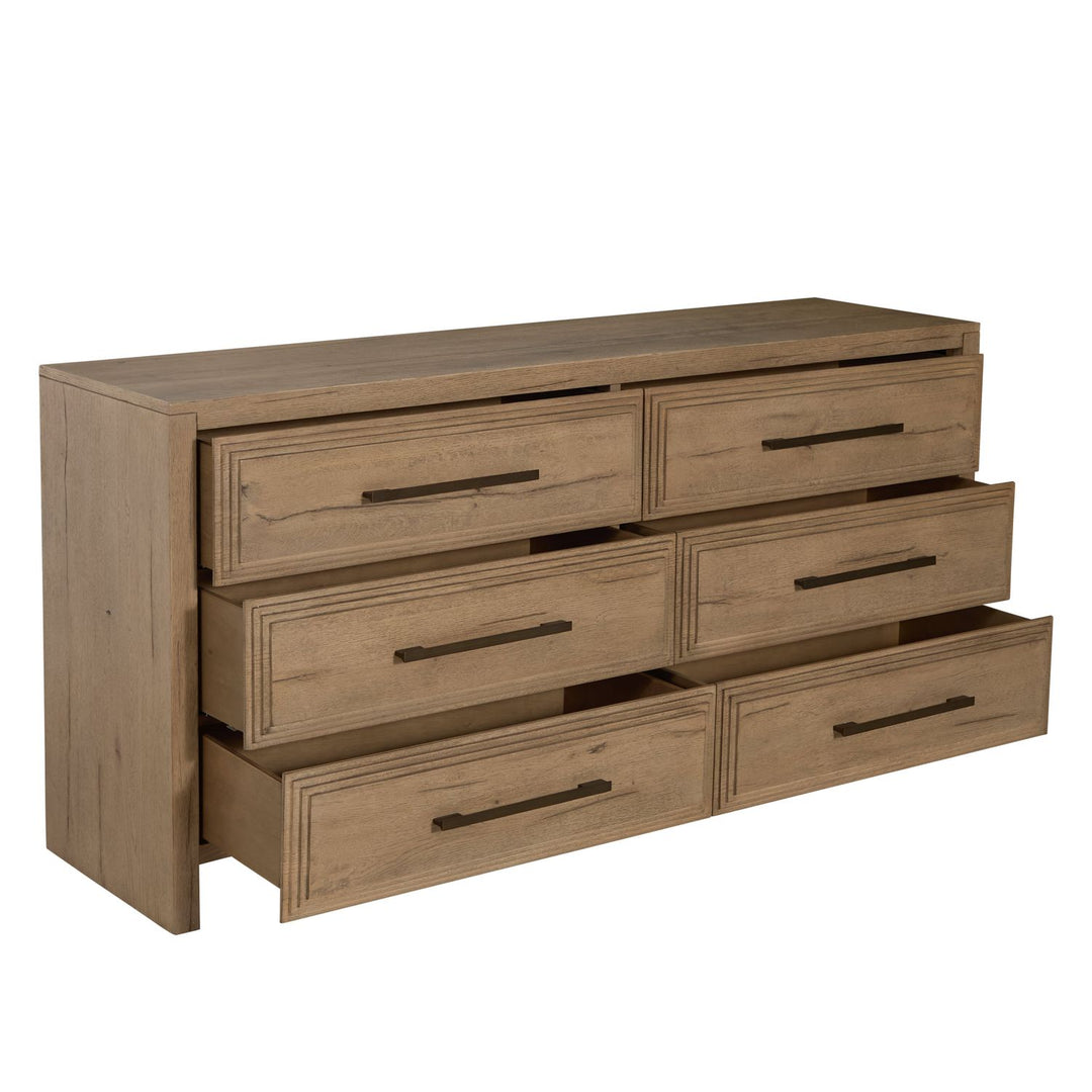 Wren Oak Wood Dresser - 6 Drawers, Dawn