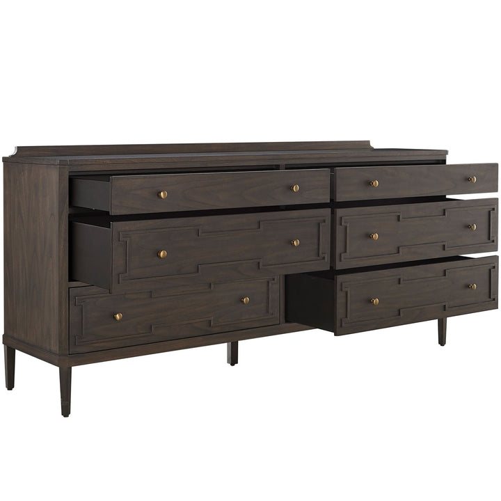 Glenwood Mindi Wood Dresser - 6 Drawers, Cerused Brown