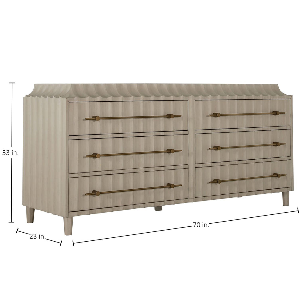 Merigold Wood Storage Dresser - 6 Drawers, Sesame White
