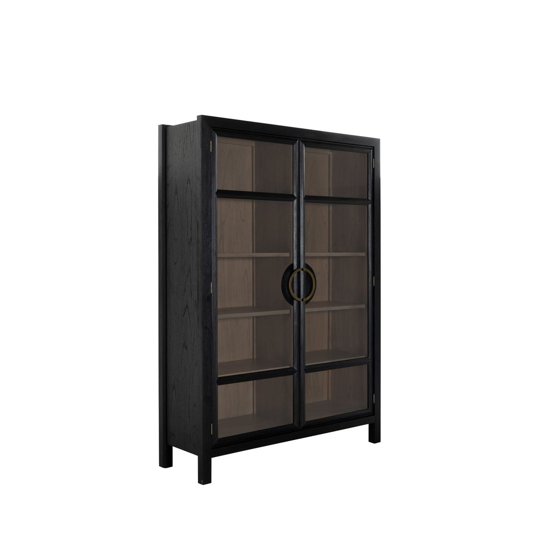 Elias Mindi Wood Transitional Cabinet - 4 Shelves, Antique Bronze