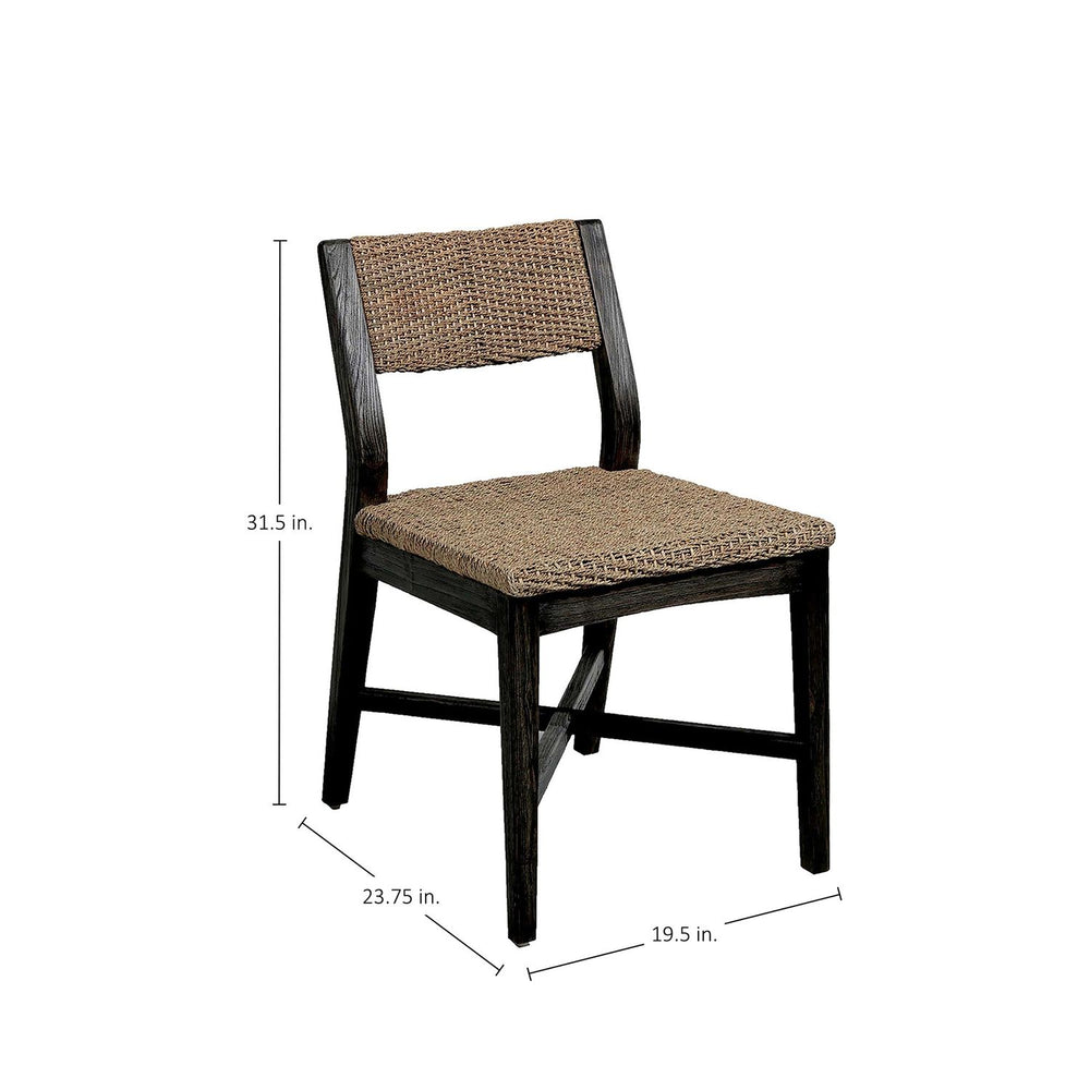 Richard Rubber Wood Seagrass Mod Curved Side Chair - Dark Brown