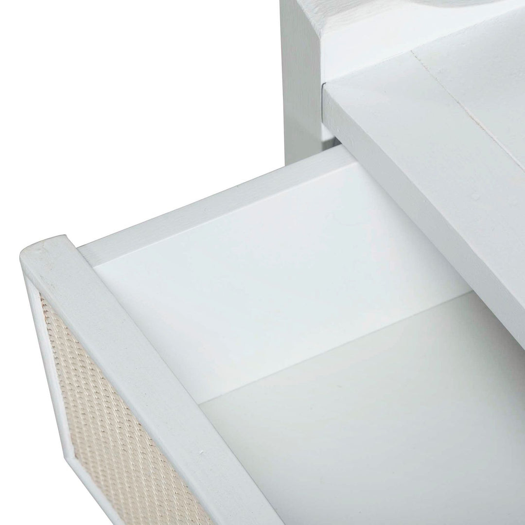 Jane Oak Wood Natural Seagrass Chest - 4 Drawers, Soft Sky Blue