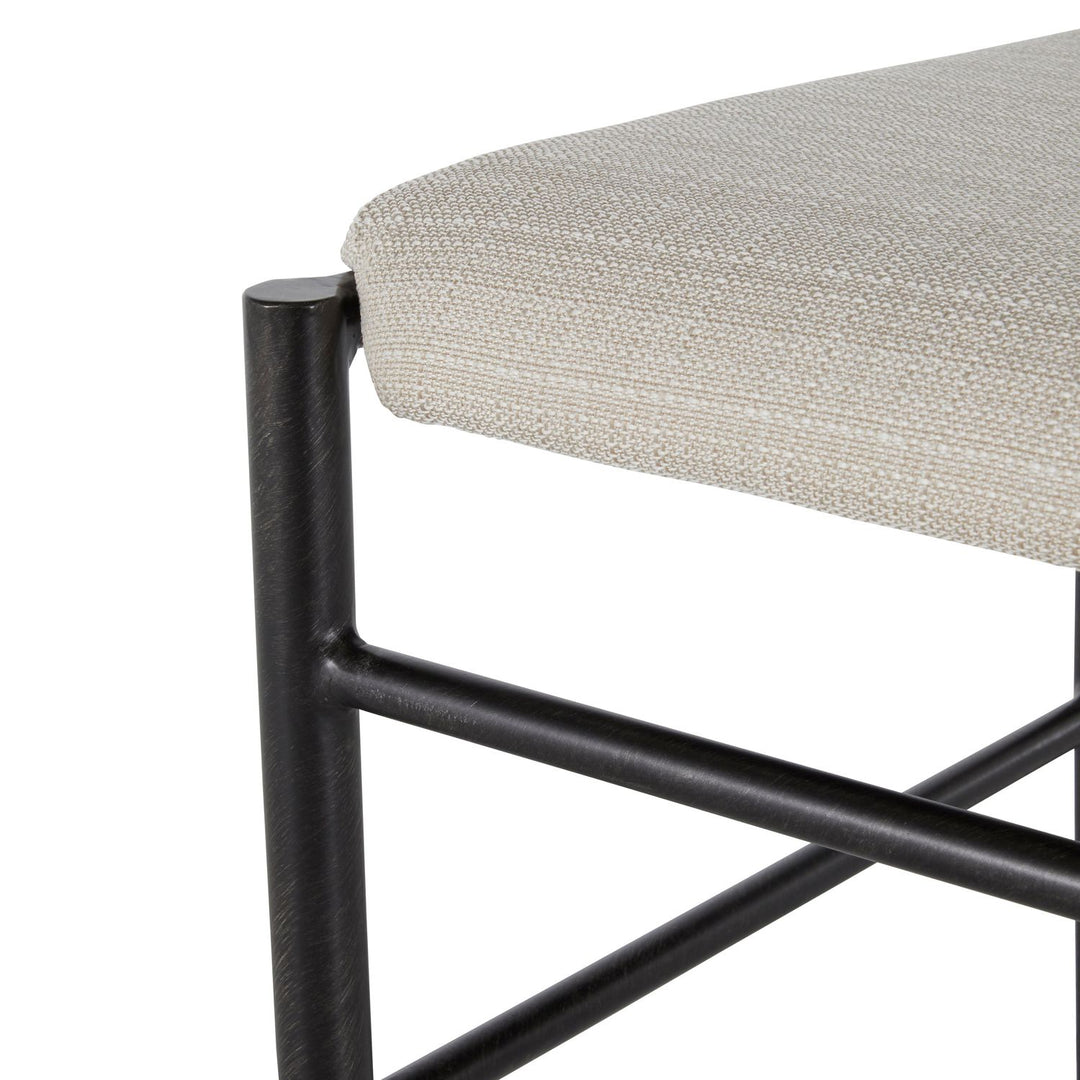 Ward Faux Leather Iron Tapered Legs Dining Chair - Brushed Black White