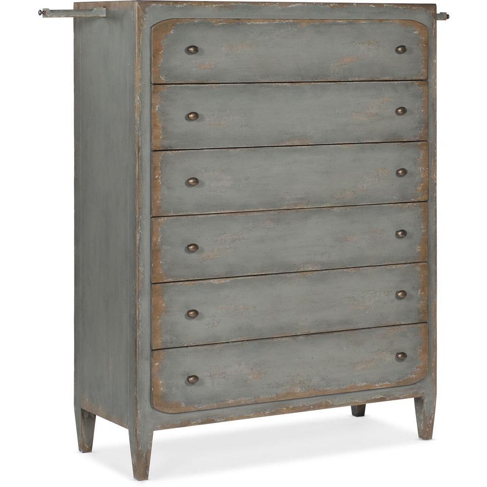 Dressers & Chests Florence Six-Drawer Chest- Speckled Gray - Grey - Metal Wood